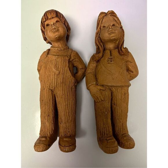 Vintage Lee Bortin Originals Little Girl and Boy Sculpture, Figurine. Used. Good - Picture 1 of 12